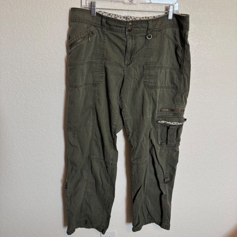 Y2K Gorpcore Utility Lee Gold Label Cargo Pants Size 14 Olive Green